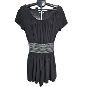 Maje Black Emboidered Smocked-waist Romper Size M